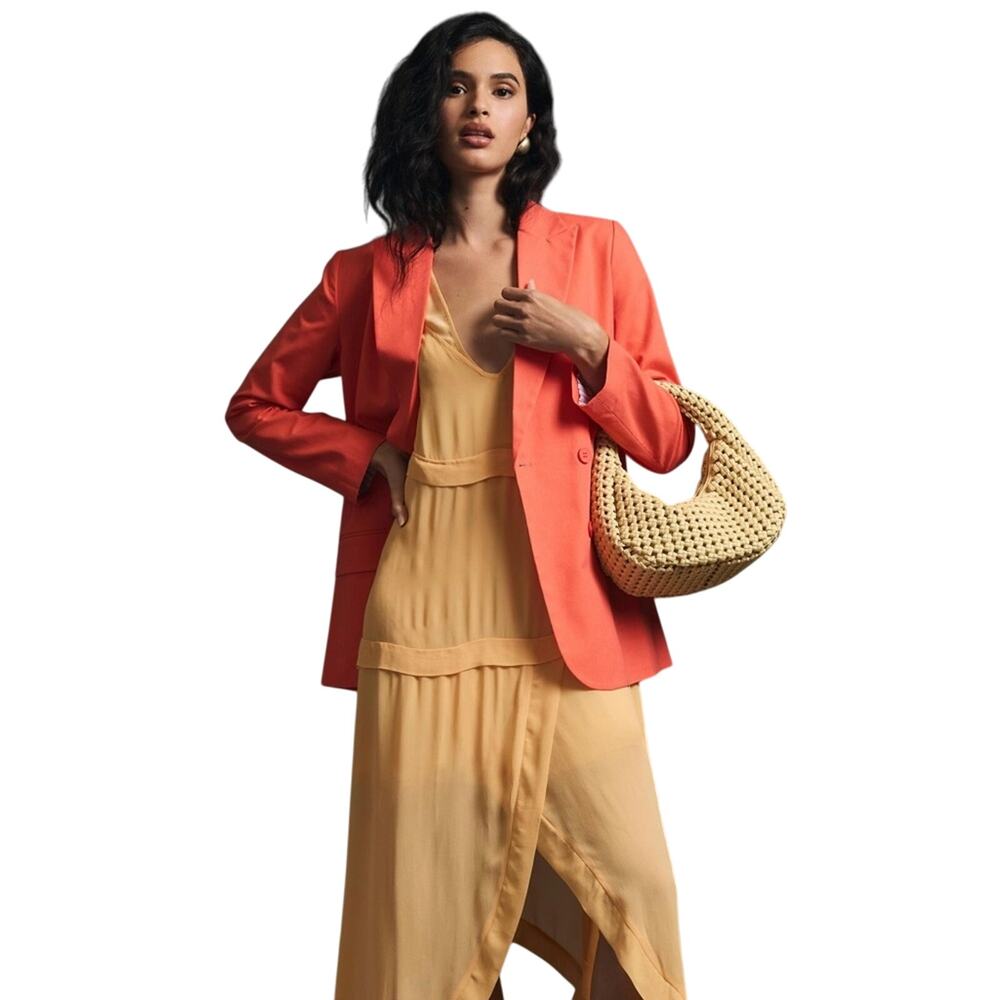 Anthropologie Dolan Linen Boyfriend Blazer XXS New Coral
